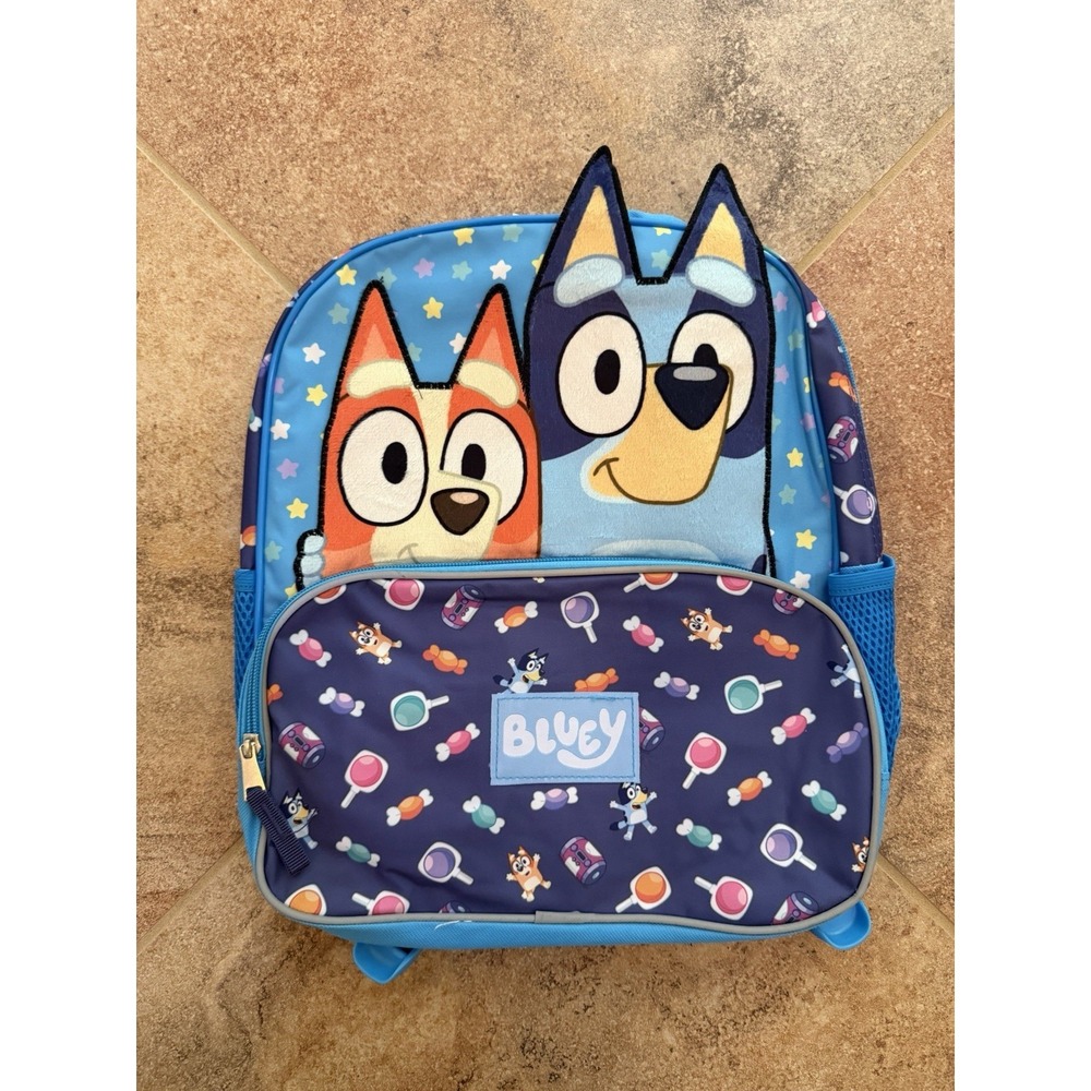 Bluey Kids' 14" Backpack Bluey & Bingo Candy Patterned Front NWT